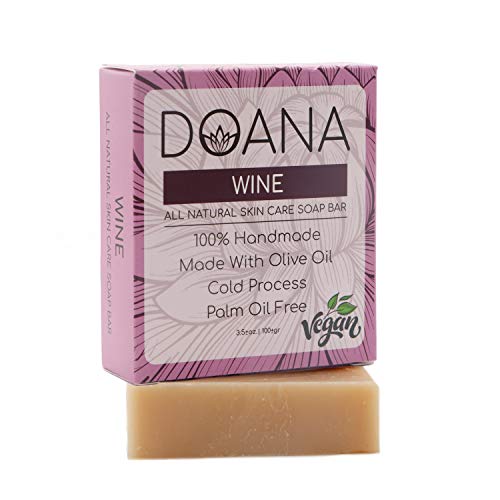 Wine Soap Bar – VEGAN With Olive Oil and Coconut Oil, Palm Oil Free, Rich Vitamin Content, Anti Acne – Anti Pimple, Reduce Wrinkles, valentines day gifts for her and him