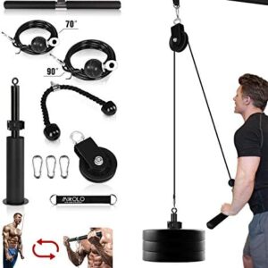 Mikolo Fitness LAT and Lift Pulley System, Dual Cable Machine(70” and 90”) with Upgraded Loading Pin for Triceps Pull Down, Biceps Curl, Back, Forearm, Shoulder-Home Gym Equipment(Patent)